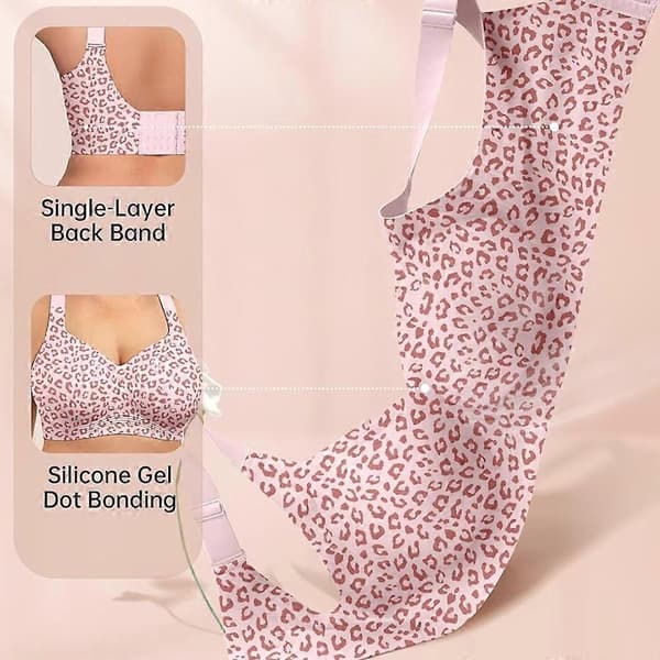 Leopard Print Seamless Bralette Push Up Wireless Bra Seamless Lift Bras Full Coverage Bra Plus Size, S-4XL Beige