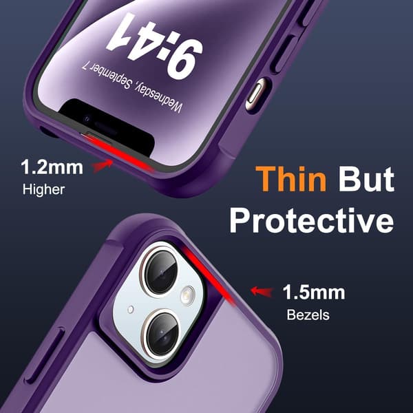 Compatible with iPhone 14 Plus Case with Invisible Magnetic O-Ring Stand Transparent Compatible with Mag-Safe Good Grip Feeling Purple