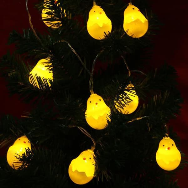 Battery-Operated Easter String Lights 1.5m 10 LED, Cute Chick/Cracked Egg/Easter Egg Shaped Fairy Lights, Indoor Room Decor for Easter