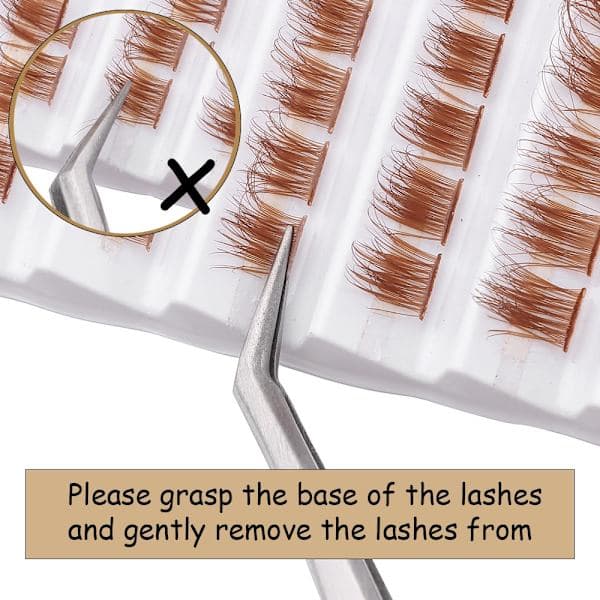 Brown False Eyelashes, Natural D Curl Cat Lashes, DIY Individual Lashes for Home Use and Beginners Z01
