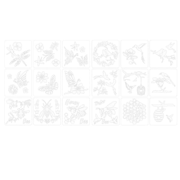 18 stk. blomster- og bladskabeloner til DIY-stenmaling, kunstprojekter og hobbyarbejde