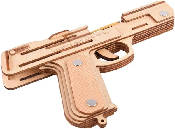 3D-palapeli miniatyyripistoolin puinen rakennussarja