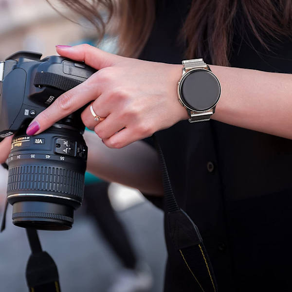Galaxy Watch 4/5 Rem 20mm Rustfrit Stål Rem Sort black