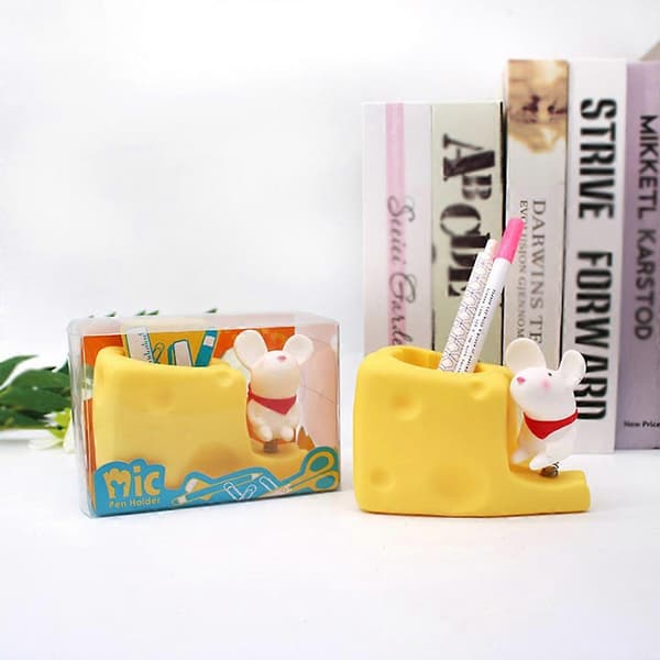 til Creative Cheese Pen Holder Makeup Brush Organizer Holder Paint Brush Collection Cup til Student Gaver Kontor Kvinder M Gul