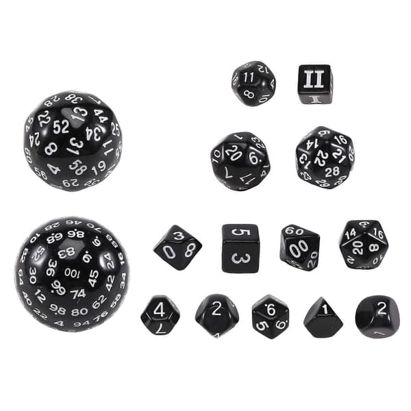 15 dele komplet polyhedral DND terningesæt D3-D100 sfærisk RPG terningesæt, 100-sidet terningesæt til rollespil bordspil