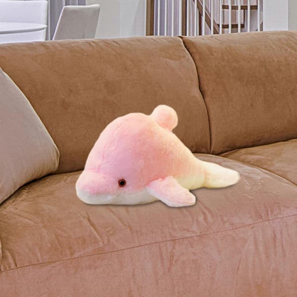 Lysande Plyschleksak Docka Kudde Delfin Docka Heminredning Söt Sovande normal pink