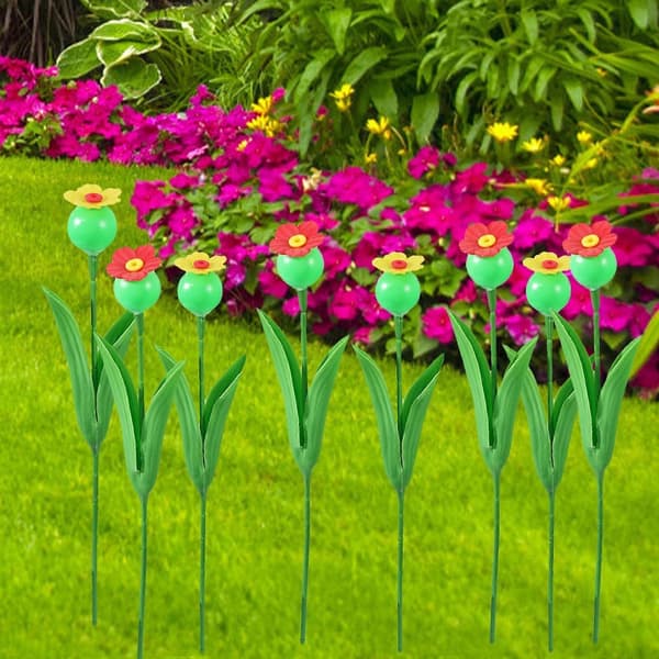Bivandingsstation, vandfoderautomat, nem at installere, blomsterfigurer, fuglefoderautomat 8Pcs