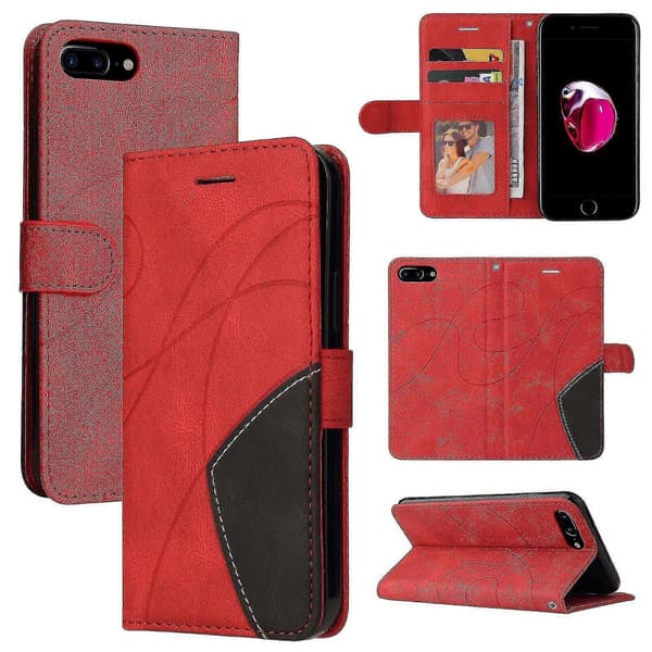 Iphone 8 Plus/iphone 7 Plus -kotelo, korttipidike, PU-nahkainen lompakkokotelo - Punainen