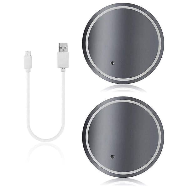 Led-mukitelinevalot, 2 kpl Led-automukinalusia 7 värin valaisevalla mukialustalla, USB-lataus