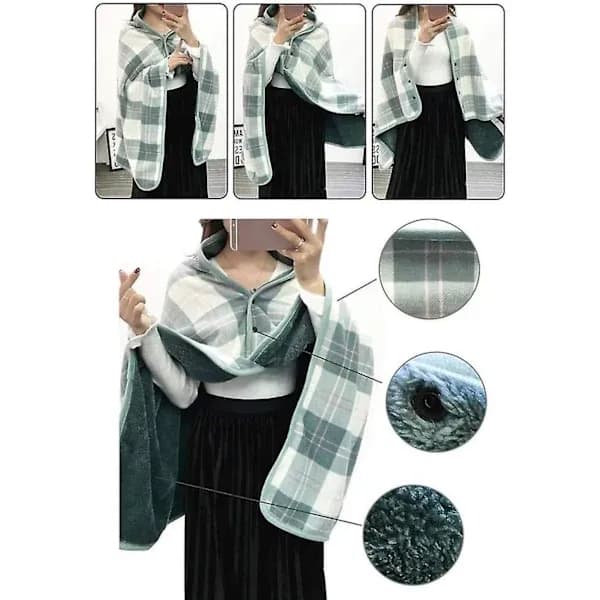 Multifunksjonelt sjal teppe skjerf omslag dobbelt lag tartan pleddmatte, vinter