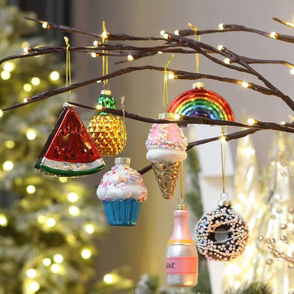 6x Cupcake julepynt juletræspynt glas julevedhæng