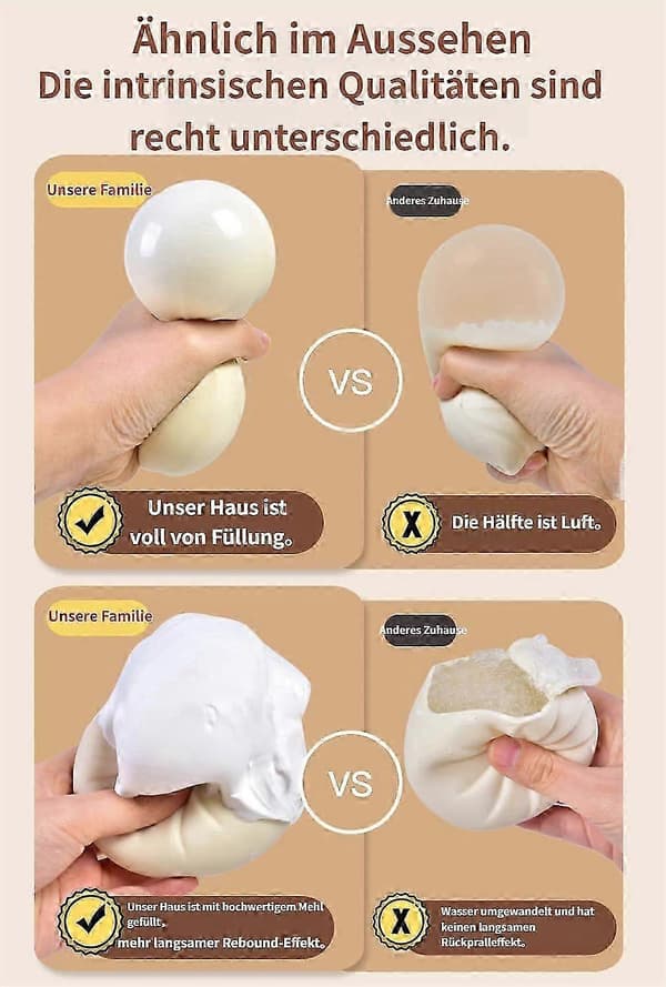 Soft and Squeezable Dumpling Shaped Squeeze Toy — Mystery Edition; Soft, Squeezable Stress Relief Dough for Adults — Gold