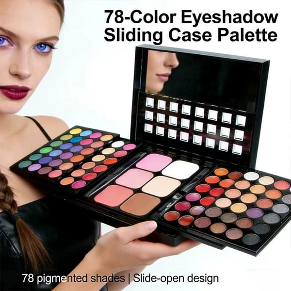 Makeup bakke 78 farve øjenskygge push pull kombination makeup bakke concealer læbestift