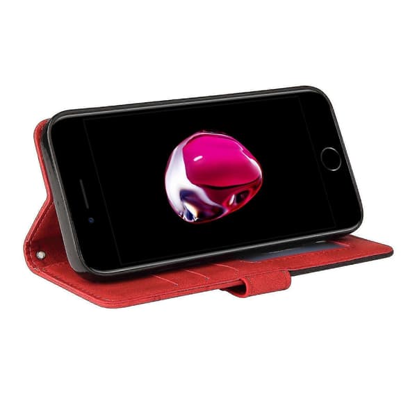 iPhone 8 Plus/iPhone 7 Plus deksel kortholder i PU-skinn lommebok flip-deksel - rød
