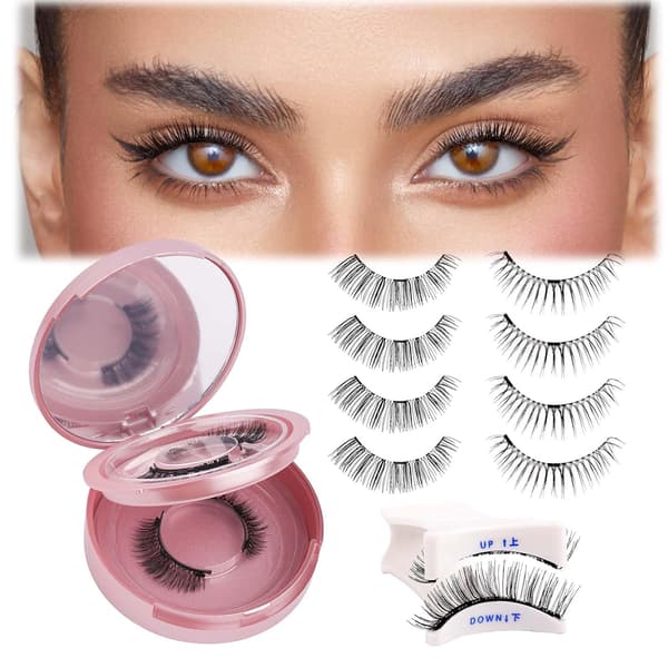 Magnetic Eyelashes, Fluffy Glue-Free False Eyelashes with Applicator, Quick Application and Removal for Beginners and Professionals 2 Pairs