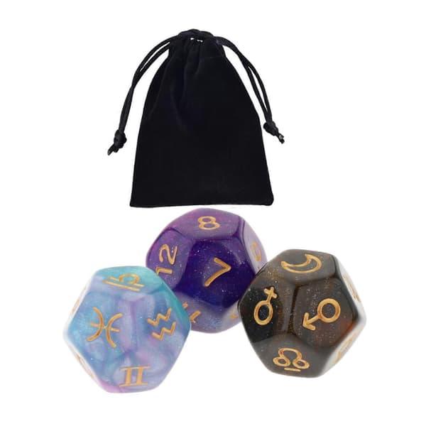 3 st akryl astrologiska tärningar konstellationstärningar för presenter Style B