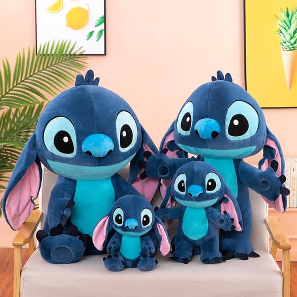 Blå Stitch Blød Krammebamse, Blå Alien Monster Plyslegetøj siddende sit 60cm