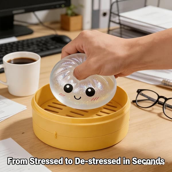 Glitter Dumpling, Glitter Dumpling Squishy Box, Anxiety Relief Fidget Sensory Soft Squeeze Decompression Dough Stress Gifts (White-A) White