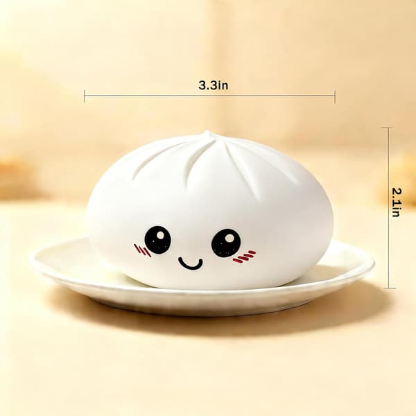 Dumpling Squishy Toy, Soft Stress Relief Squeeze Toy in Flour Style (White)