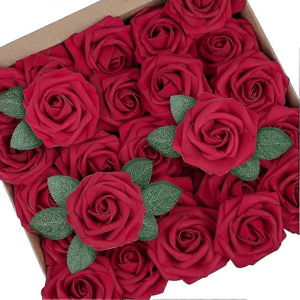 Red Roses Artificial Flowers Real Touch Foam Fake Roses Bulk With Stem DIY For Wedding Decorations