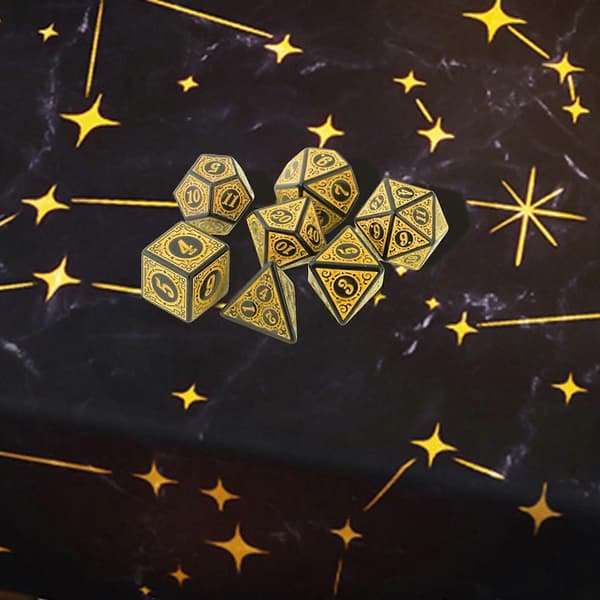 2x7 st antika akryl polyhedral tärningar RPG rollspel leksaker gul 2 Pcs