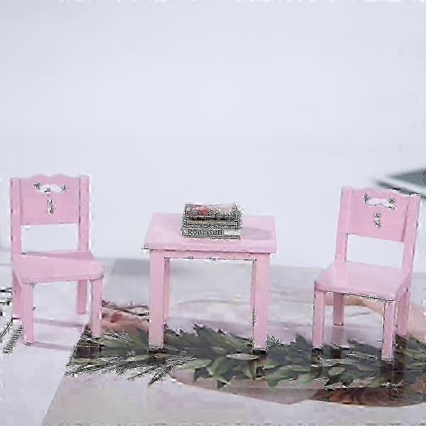 Børnebord og stole sæt til rolleleg - 3 dele små møbler miao2 feel Pink