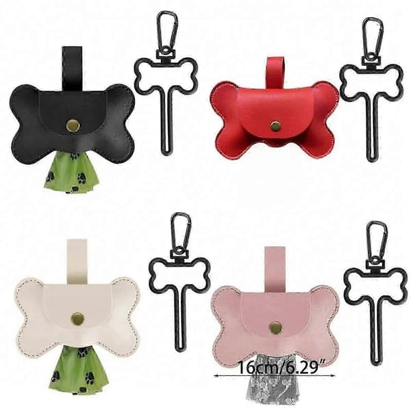 Hundeposeholder i læder med clips Dark brown