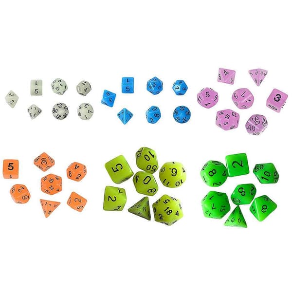 7-delt lysende terningesæt polyhedrale terninger til Dungeons & Dragons RPG bordspil Green noctilucent