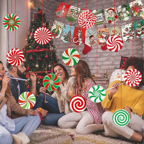 Farverige slik-julepynt til 1 sæt juleophæng