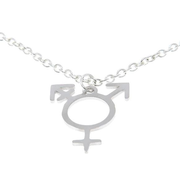 Halskæde Transsymbol Pride Regnbuesmykke Rustfrit Stål LGBTQ Silver silver