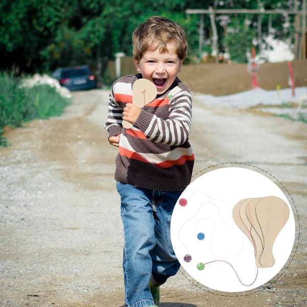Gør-det-selv træ-paddleball til børns koordination 6 stk. paddleball-legetøj