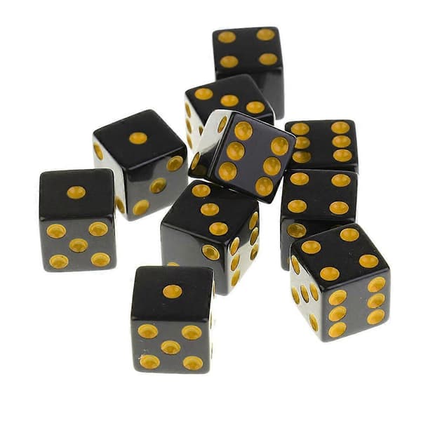 3-4-pak 10 stk/sæt plastikterninger D6 6-sidede prikkede terninger til D&D RPG legetøj gul 3 Pcs