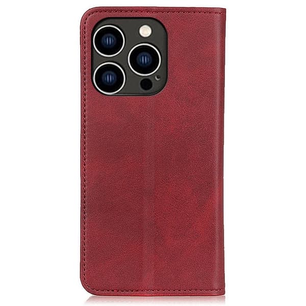 Ægte læder iPhone 14 Pro etui - Rød Röd red