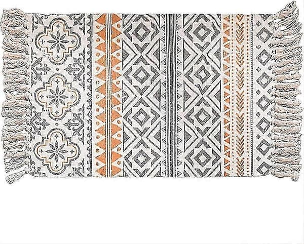 boho badeværelsestæppe løber, bomuldsvævede kvaster bademåtte 60*90cm