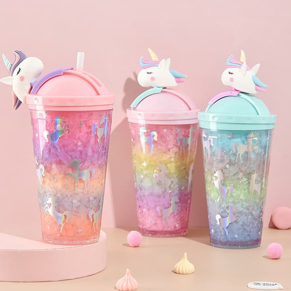 Unicorn Ice Cup vannflaske Gradient Girl Heart e Straw Cup