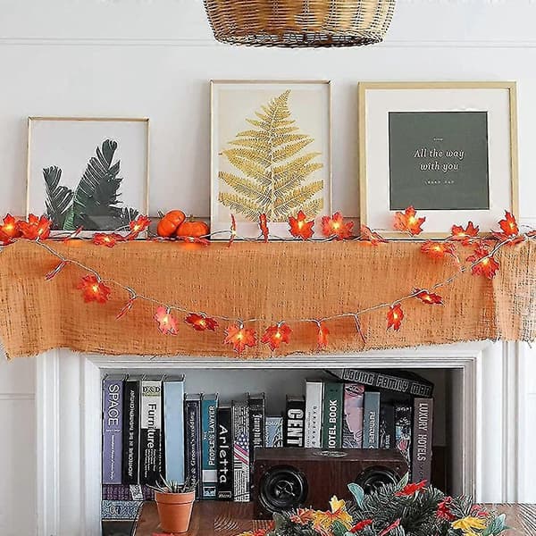 Fall Maple Leaf Garland Fe-lights Waterproof String Lights For Thanksgiving Halloween Decor