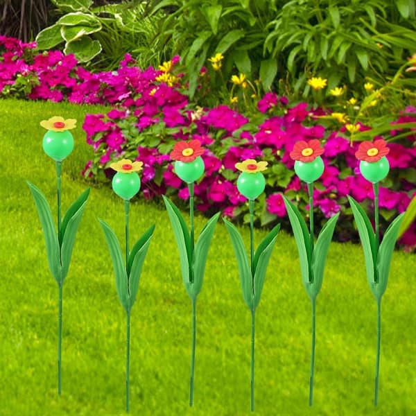 Bivandingsstation, vandfoderautomat, nem at installere, blomsterfigurer, fuglefoderautomat 6Pcs
