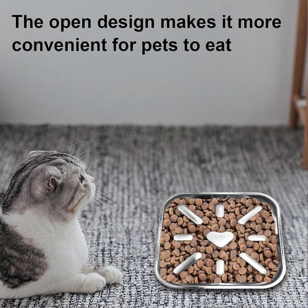 Skridsikker madskål til langsom spisning i rustfrit stål til små og mellemstore hunde rectangular