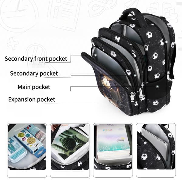 School Bag, 2-Piece Backpack, with Pencil Case (38x28x15cm - ball)
