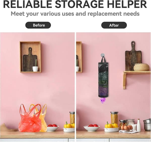 2-pak bæreposeholder Opbevaringsholder til indkøbsposer Net-ophængsdispenser Affaldspose-organizer Plastikposeholder