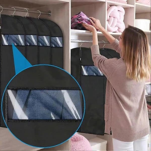 5-pack vikbart dammskydd för kläder för garderobsförvaring, vattentätt material