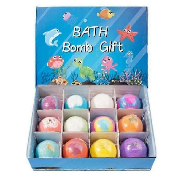 2026 Nytt 12-pack badbombs-presentkit, färgglada bubbelbadbomber Aromaterapi Spa-set Påskpresent för barn pojkar flickor
