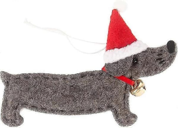 Sæt med 4 gravhund-formede plys-juleophæng