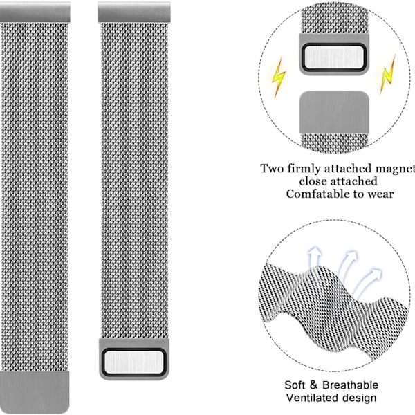 Galaxy Watch 4/5 Rem 20mm Rustfrit Stål Rem Sort black