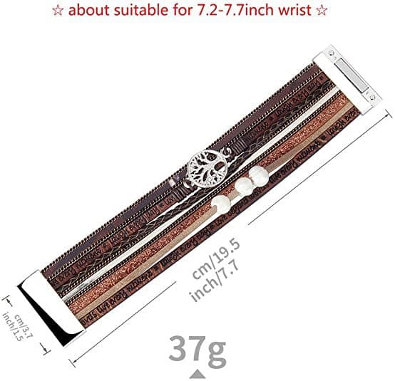 Kvinde & Pige Livets Træ Læderarmbånd Multi-Layer Wrap