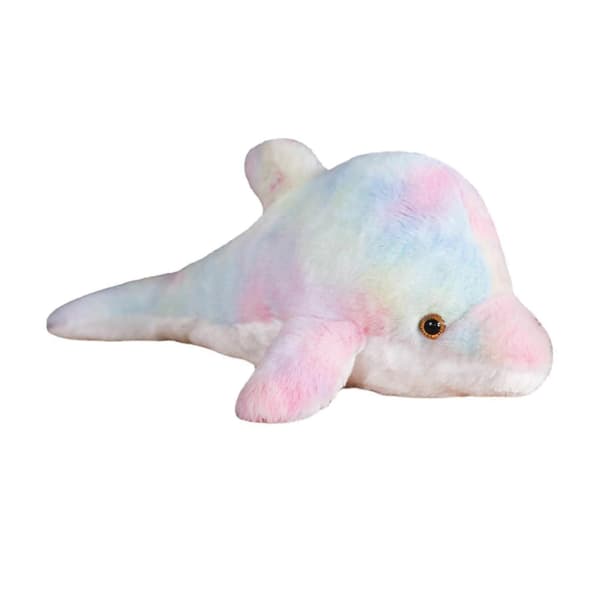 Lysande Plyschleksak Docka Kudde Delfin Docka Heminredning Söt Sovande light up rainbow