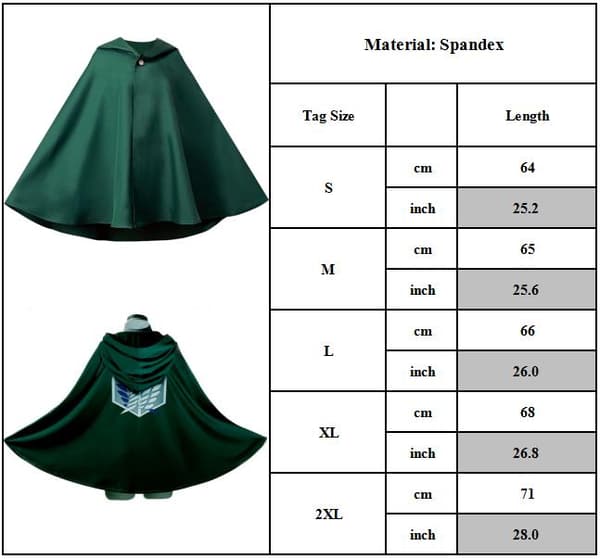 Attack On Titan Kappe Anime Cosplay Kostume Grøn Kappe Halloween L V