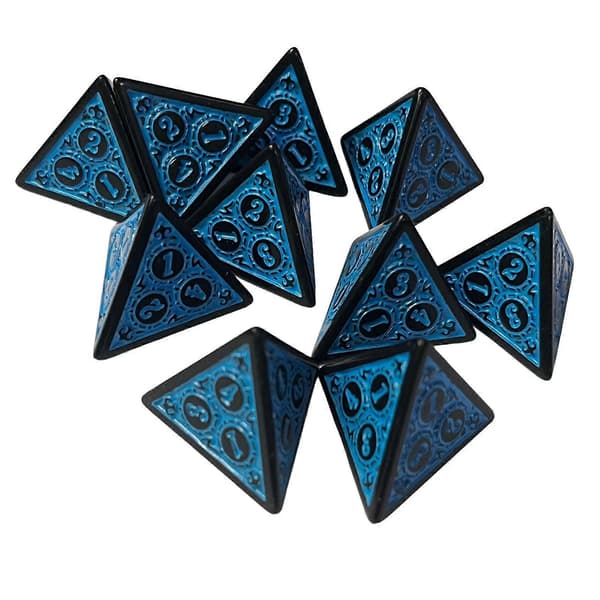 10 stykker akryl D4 terninger polyhedrale terninger sæt til kortspil matematikundervisning Blue