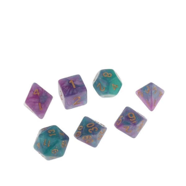 5x7st Polyhedral Tärningar D4 D6 D8 D10 D12 D20 för RPG-spel Grön 6 Pcs
