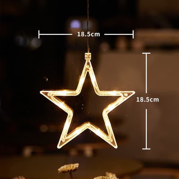 LED Star-shaped Window Lights Christmas Decorative String Lights Battery Operated Hanging Christmas Window Decorations with Suction Cup